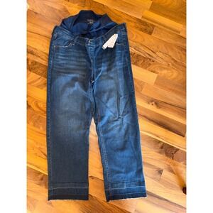 Time and Tru Maternity Jeans Women 12-14 Blue NEW Straight Leg Raw Belly Band